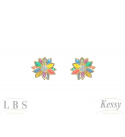 Conjunto LBS & Kessy Folheado Flor + Pedra Colorida