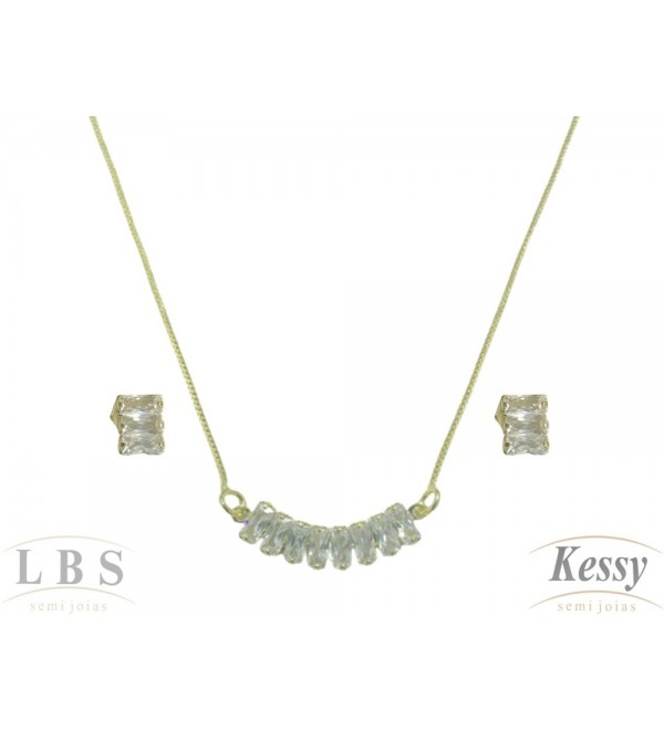 Conjunto LBS & Kessy Folheado Com Pedras 