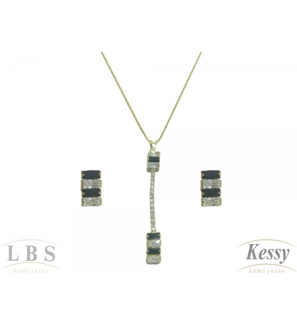 Conjunto LBS & Kessy Folheado Com Pedra