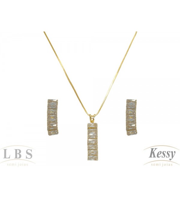 Conjunto LBS & Kessy Folheado Com Pedra