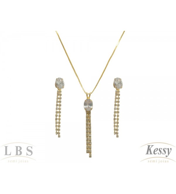 Conjunto LBS & Kessy Folheado Com Pedras