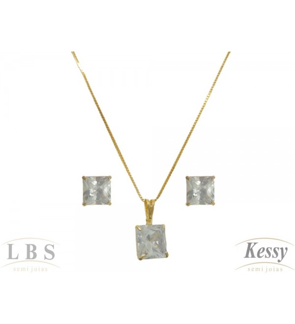 Conjunto LBS & Kessy Folheado Com Pedra  