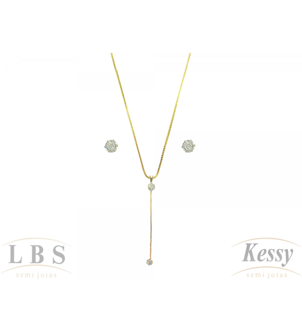 Conjunto LBS & Kessy Folheado Ponto de Luz + Pedra