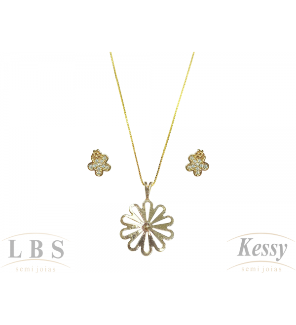 Conjunto LBS & Kessy Folheado Pedra + Flor 