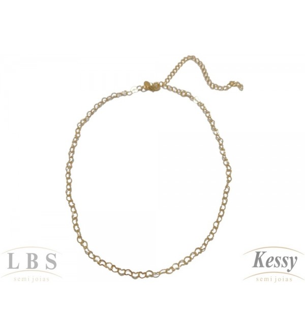 Gargantilha Choker LBS & Kessy Folheado Coração - 31cm Ajustável  