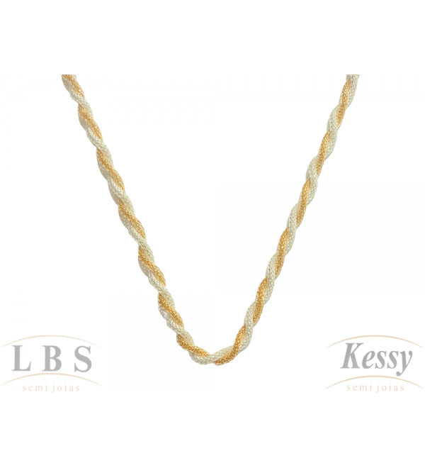 Gargantilha Choker LBS & Kessy Folheado Trançada - 31cm Ajustável