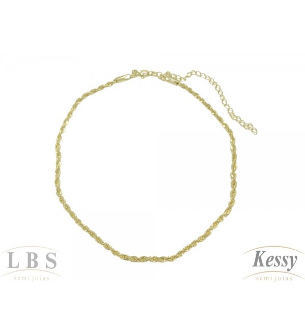 Gargantilha Choker LBS & Kessy Folheado Torçal - 31cm Ajustável