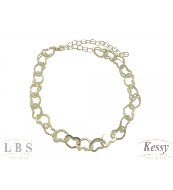 Gargantilha Choker LBS & Kessy Folheado Elo de Coração - 31cm Ajustável  