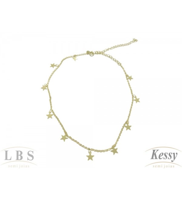 Gargantilha Choker LBS & Kessy Folheado Estrela - 31cm Ajustável