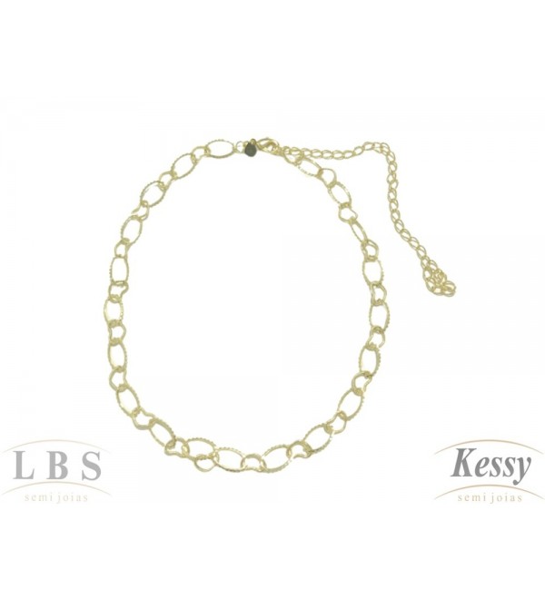 Gargantilha Choker LBS & Kessy Folheado Coração - 31cm Ajustável