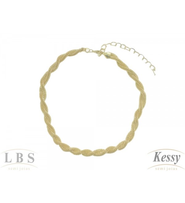 Gargantilha Choker LBS & Kessy Folheado Torçal - 31cm Ajustável