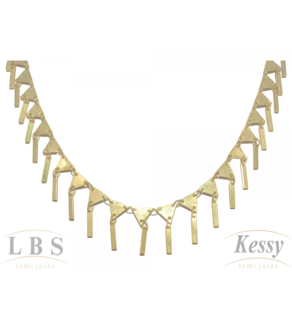 Gargantilha Choker LBS & Kessy Moderno + Pendente - 31cm Ajustável 