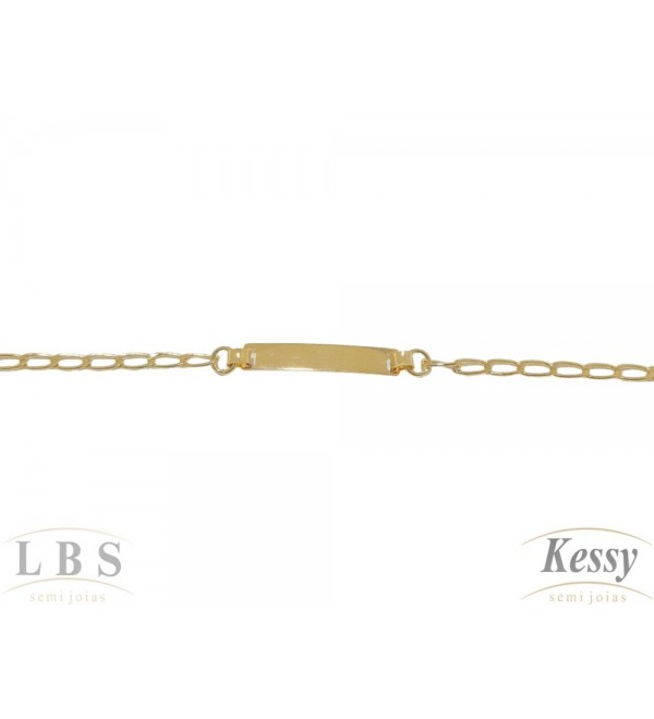 Pulseira Infantil LBS & Kessy Folheado Plaquinha - 15cm