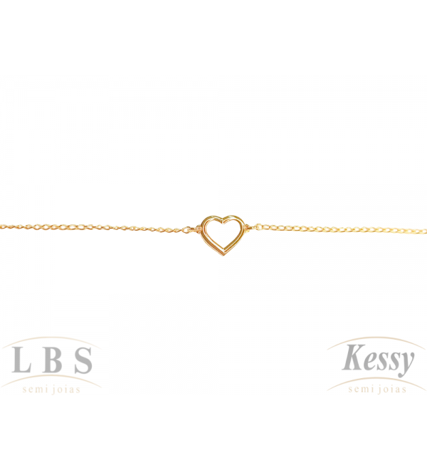 Tornozeleira LBS & Kessy Folheado Coração Vazado - 25cm