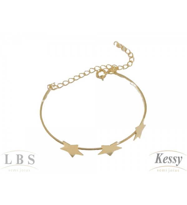 Bracelete LBS & Kessy Folheado Estrelas