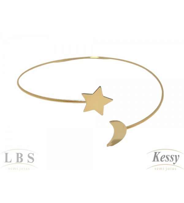 Bracelete LBS & Kessy Folheado Estrela + Lua