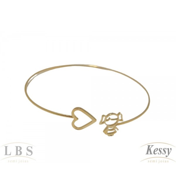 Bracelete LBS & Kessy Folheado Menina + Coração