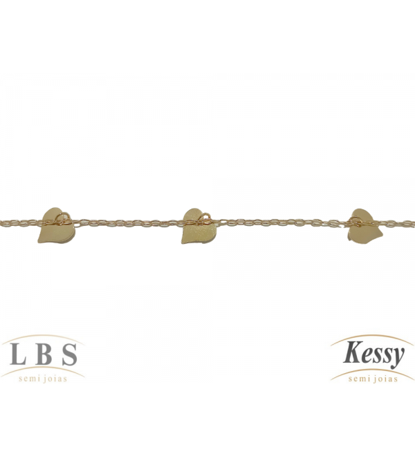 Tornozeleira LBS & Kessy Folheado Corações - 24,5cm  