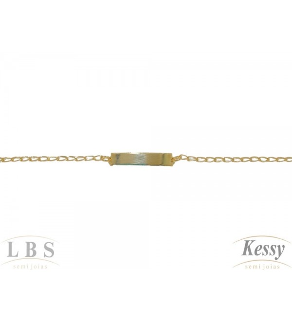 Pulseira Infantil LBS & Kessy Folheado Plaquinha - 15cm