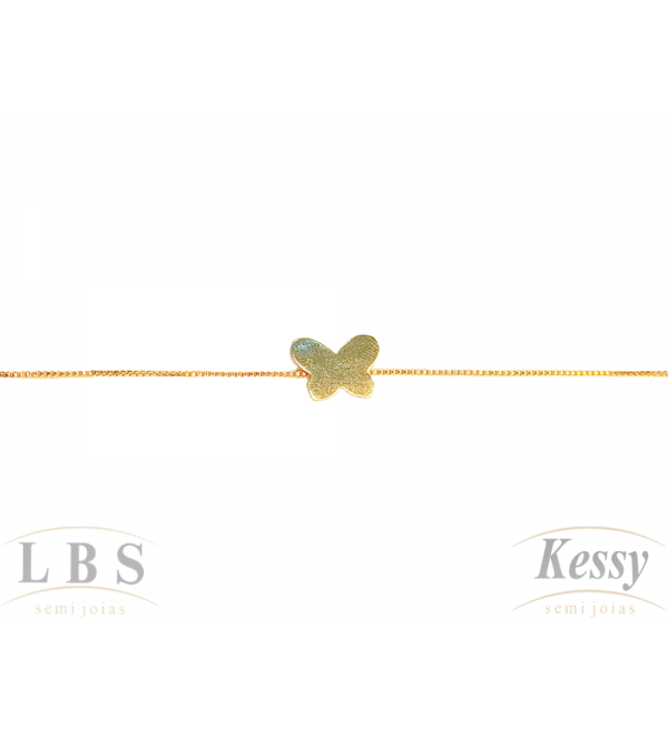 Pulseira Infantil LBS & Kessy Folheado Borboleta - 15cm