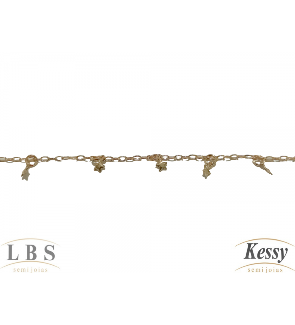 Tornozeleira LBS & Kessy Folheado Estrelas - 24,5cm  