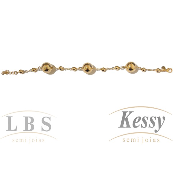 Pulseira LBS & Kessy Folheado Bolas