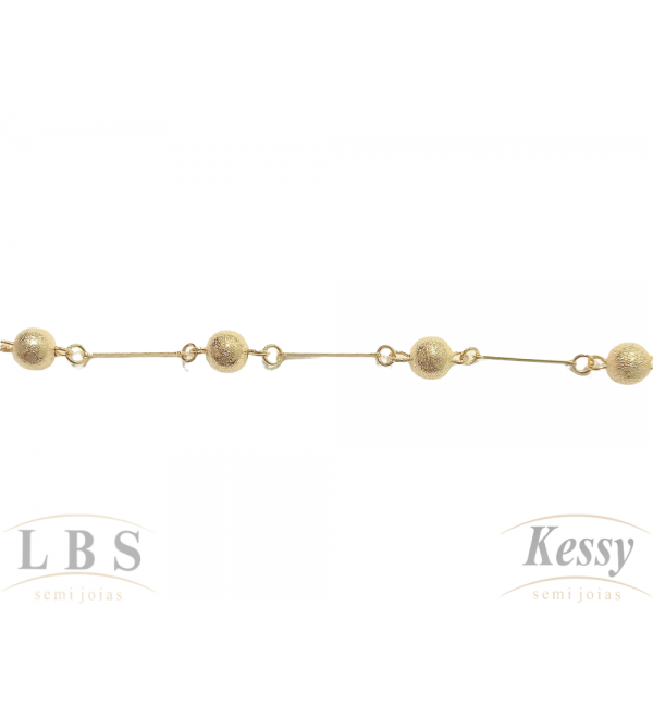 Pulseira LBS & Kessy Folheado Bolinhas Foscas - 19cm Ajustável 