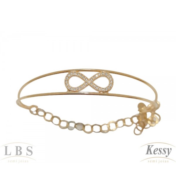 Bracelete LBS & Kessy Folheado Infinito Com Pedras