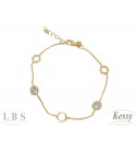 Pulseira LBS & Kessy Folheado Argolas + Pedras - 20cm Ajustável