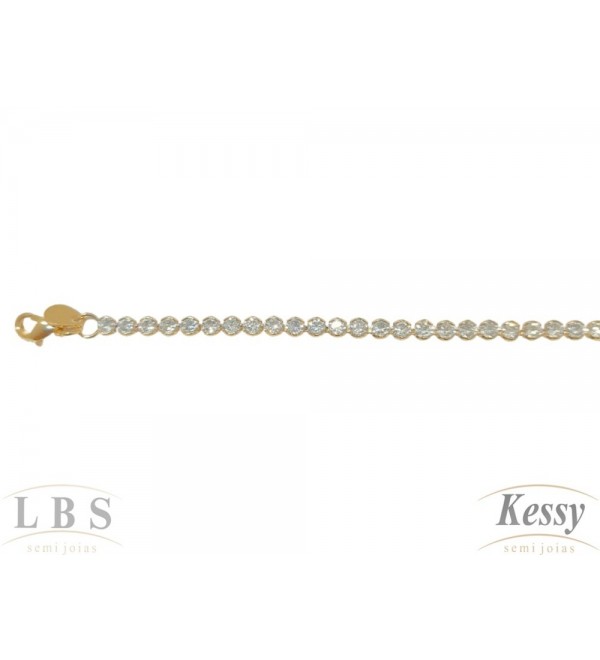 Pulseira LBS & Kessy Folheado Com Pedras - 19cm Ajustável