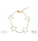 Pulseira LBS & Kessy Folheado Estrelas - 19cm Ajustável