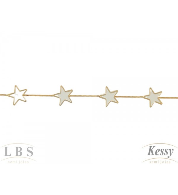 Pulseira LBS & Kessy Folheado Estrelas - 19cm Ajustável