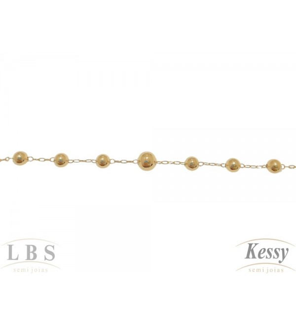 Pulseira LBS & Kessy Folheado Bolinhas - 19cm 