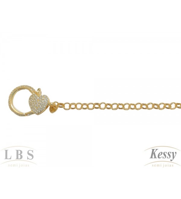 Pulseira LBS & Kessy Folheado Coração Com Pedras - 19cm