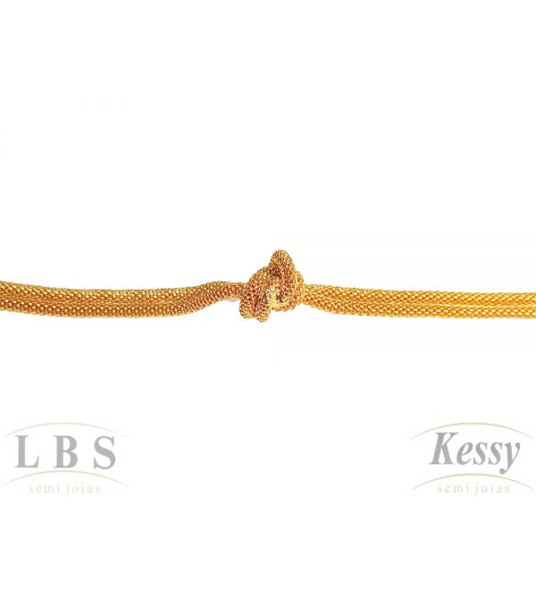 Pulseira LBS & Kessy Folheado Laço - 19cm Ajustável