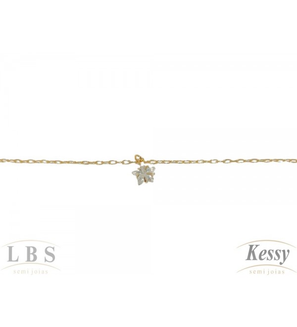 Tornozeleira LBS & Kessy Folheado Estrela Com Pedra - 25cm