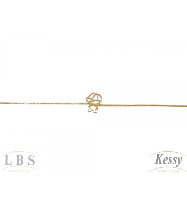 Pulseira Infantil LBS & Kessy Folheado Menino - 15cm 