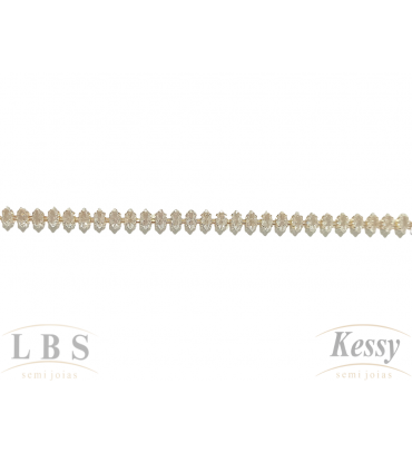 Pulseira LBS & Kessy Folheado Pedras - 19cm Ajustável  