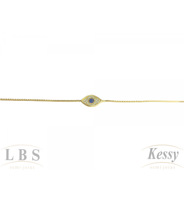 Tornozeleira LBS & Kessy Folheado Olho Grego + Pedras - 25cm
