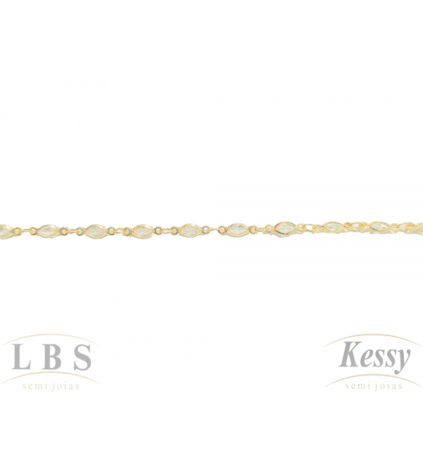 Pulseira LBS & Kessy Folheado Com Pedras - 21cm 