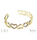 Bracelete LBS & Kessy Folheado Coração Vazado + Micro Zircônia