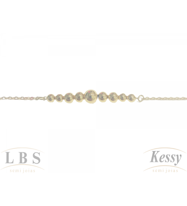 Pulseira LBS & Kessy Folheado Bolinhas - 19cm  