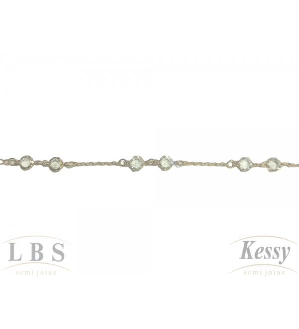 Pulseira LBS & Kessy Folheado Com Pedras Cores - 19cm 