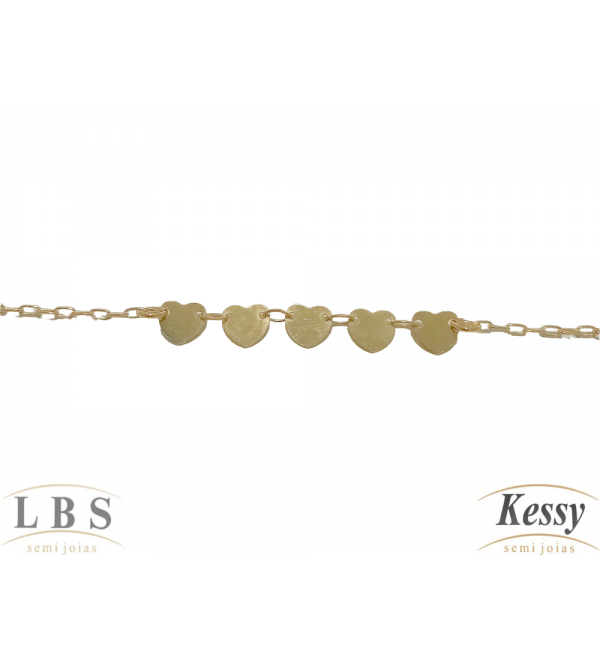 Tornozeleira LBS & Kessy Folheado Corações - 24,5cm