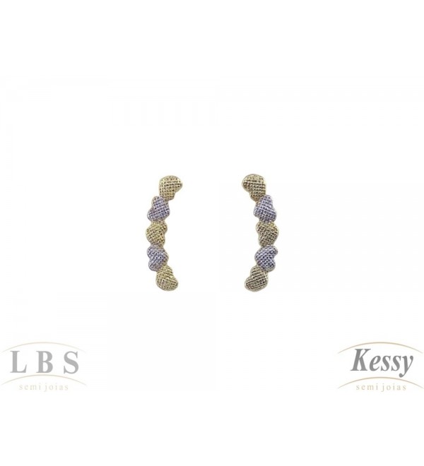 Brinco Ear Cuff LBS & Kessy Folheado Coração - 2cm