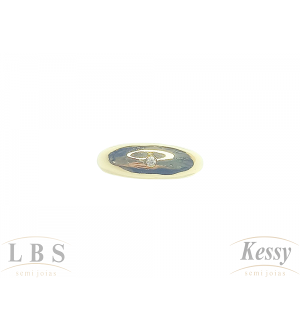 Anel LBS & Kessy Folheado Moderna + Bold + Micro Zircônia + Pedra