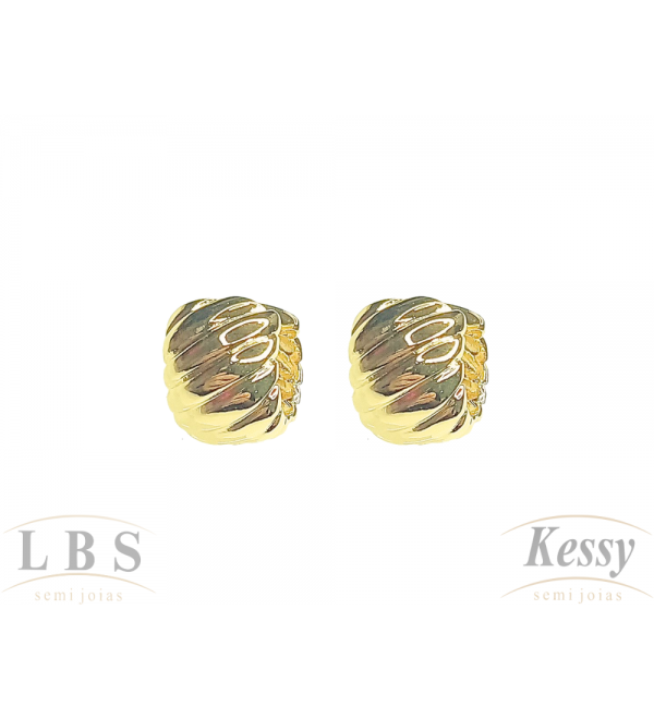  Argola LBS & Kessy Folheado Trabalhada - 1,4cm 